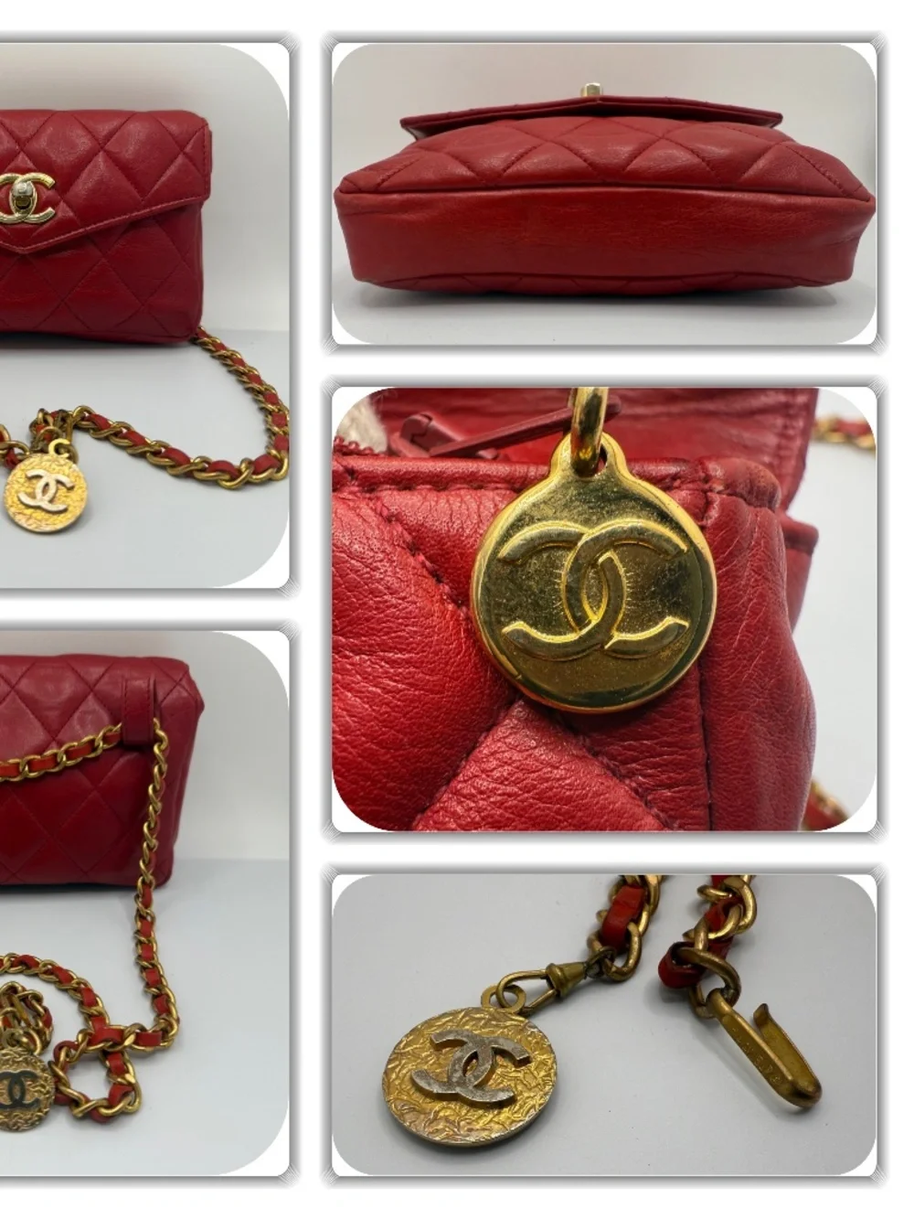 POSH CHANEL RED BUM/FANNY-BELT BAG HANDBAG! (RARE)